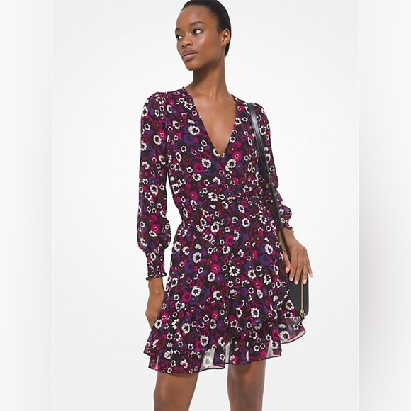 Michael MK • Floral Georgette Wrap Dress - Picture 2 of 16